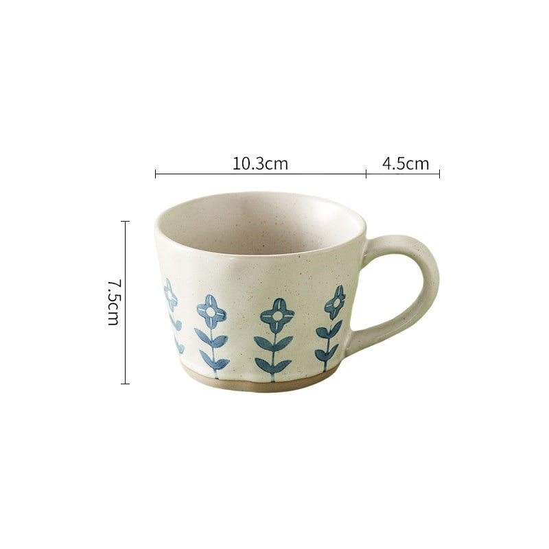 Flowers Pattern Craft Style Ceramic Mug With Exposed Base
