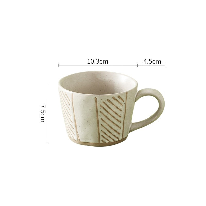 Hatch Pattern Craft Style Ceramic Mug With Exposed Base