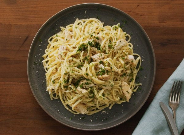Creamy Garlic Linguine Made With Organic Noodles From Alessi