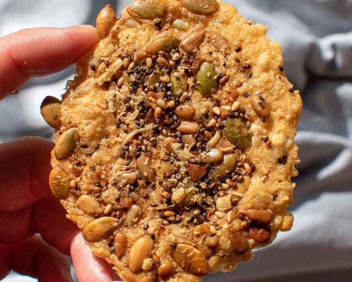 Crispy Cheese And Seed Crackers Recipe With Go Raw Simple Seeds Sprouted Sunflower And Pumpkin Seeds