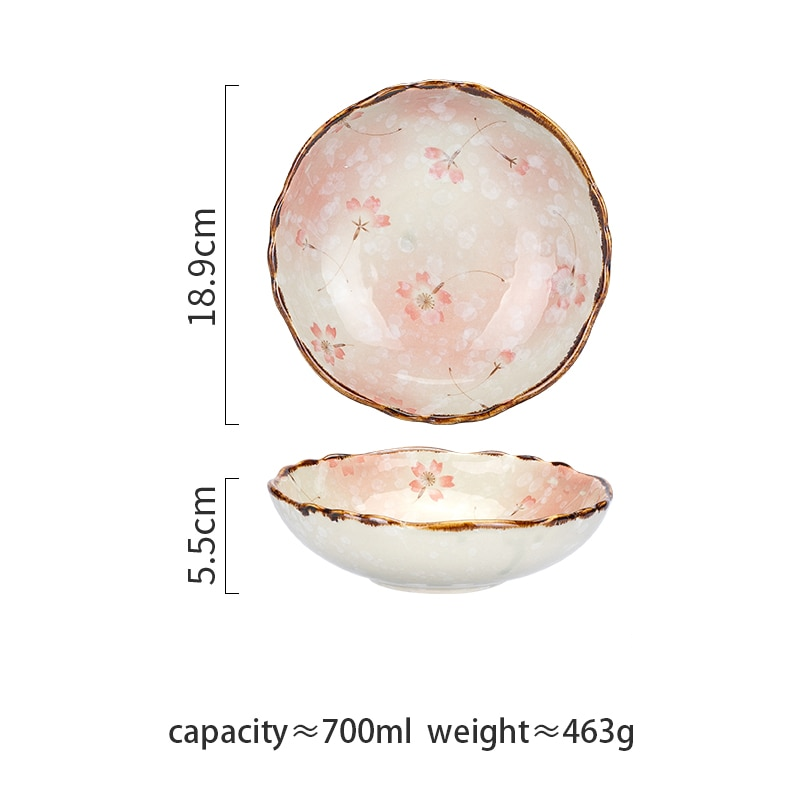 Delicate Summer Farmhouse Style Floral Ceramic Bowl Measurements