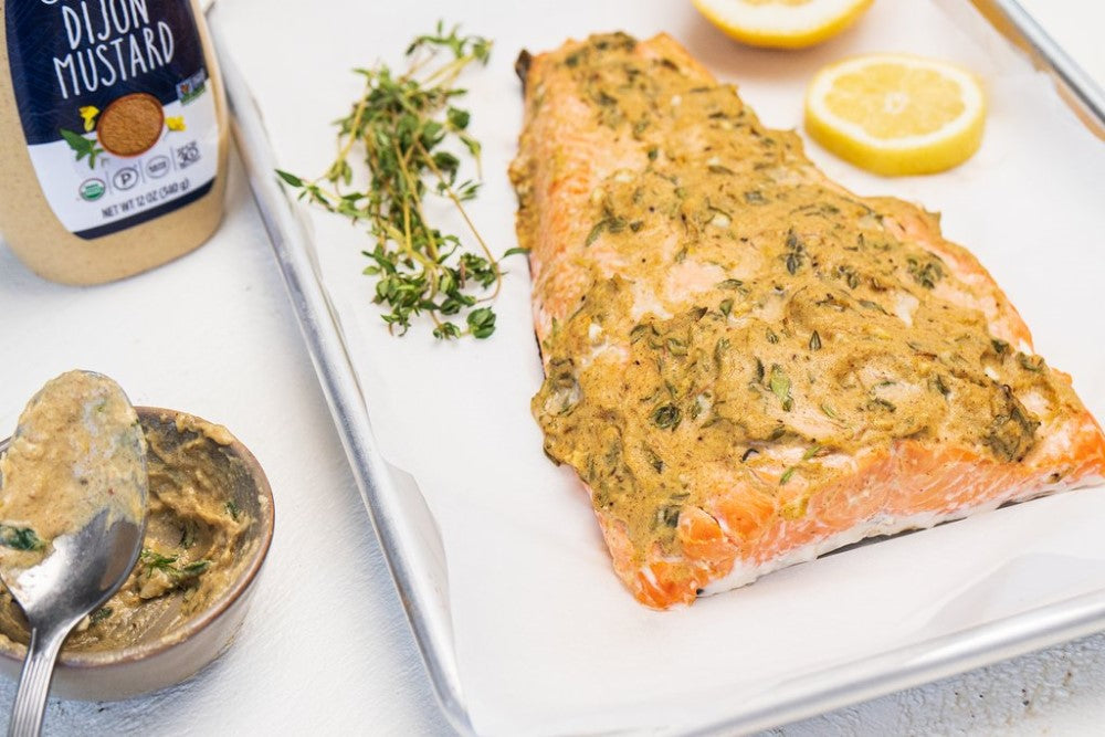 Paleo Keto Whole30 Organic Dijon Mustard Topped Salmon Primal Kitchen Recipe