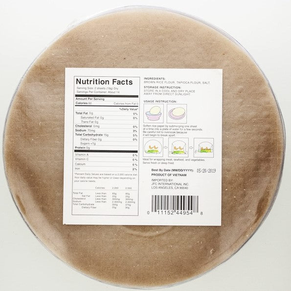 Dynasty Brown Rice Paper Nutrition Facts Non-GMO Ingredients How To Use Whole Grain Brown Rice Wrapper Instructions