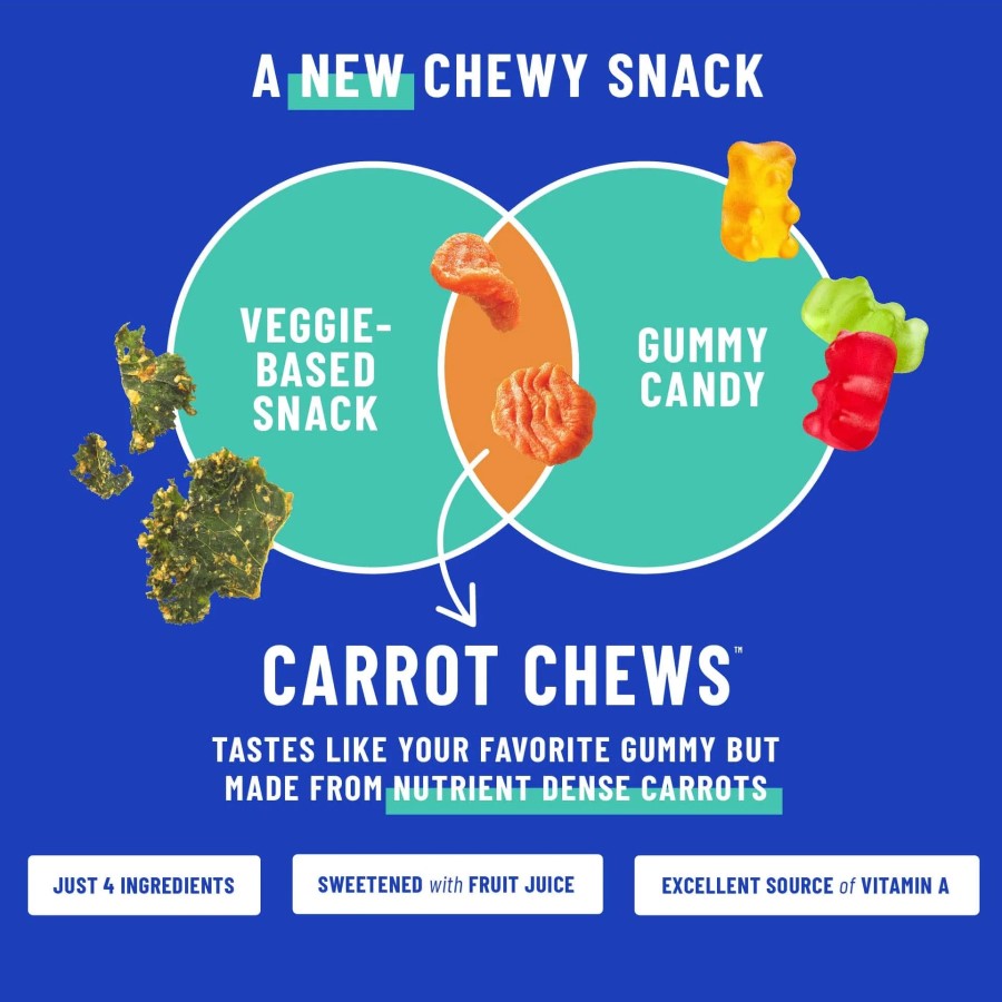 Veggie Based Snack Better Than Gummy Candy Carrot Chews Taste Like Gummies Sweetened With Fruit Juice Just 4 Organic Ingredients