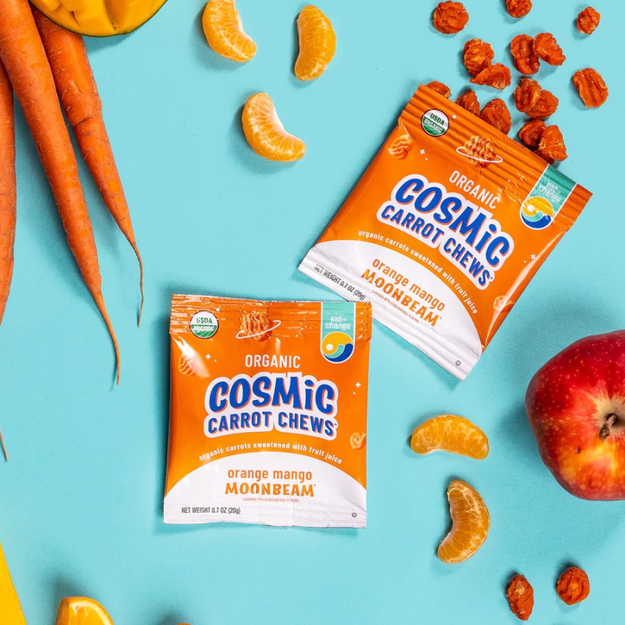 Organic Cosmic Carrot Chews Orange Mango Eat The Change Kid Approved Snacks