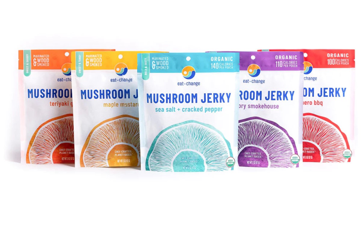 5 Flavors Of Organic Eat The Change Mushroom Jerky Chef Crafted Planet Based Healthy Snack