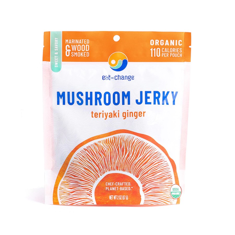 Eat The Change Organic Mushroom Jerky Teriyaki Ginger 2oz