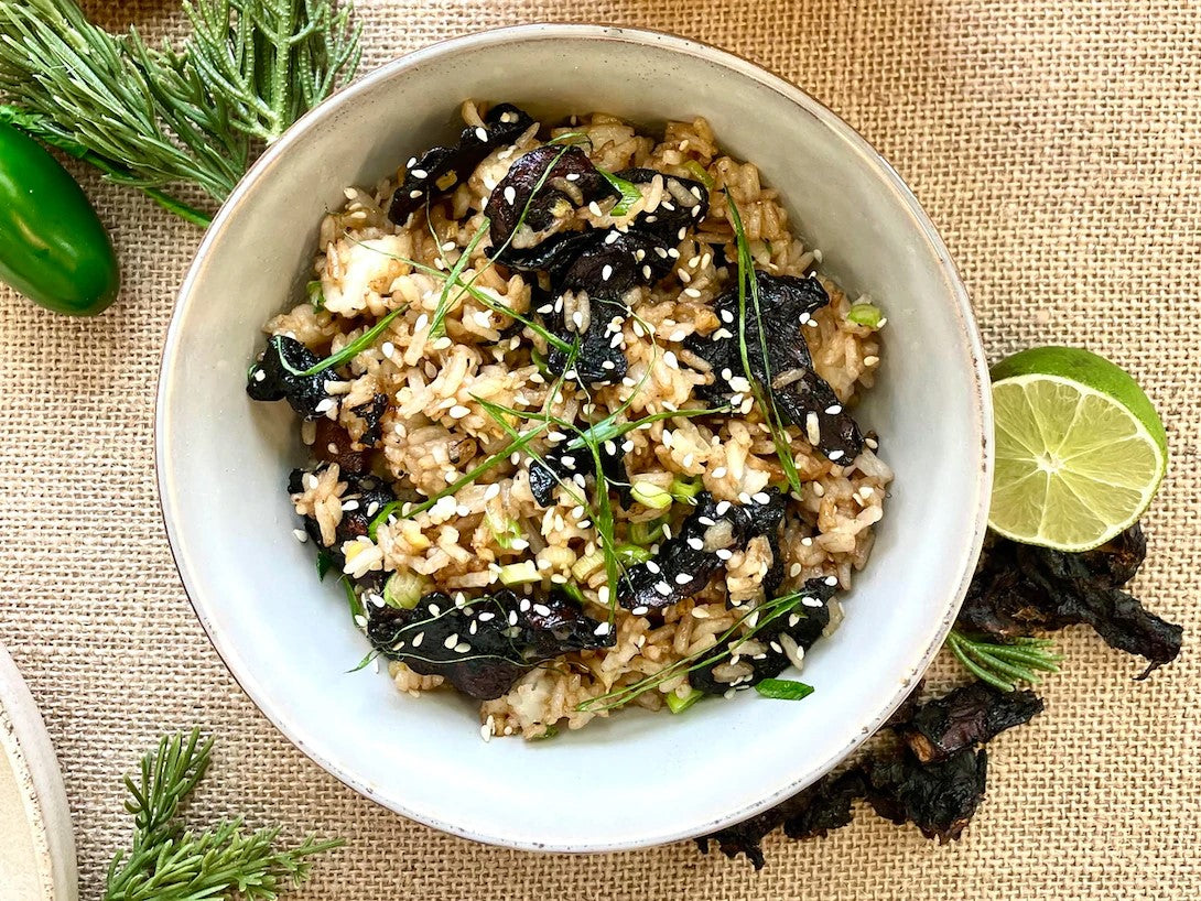 Eat The Change Recipe Organic Mushroom Fried Rice Using Vegan Jerky