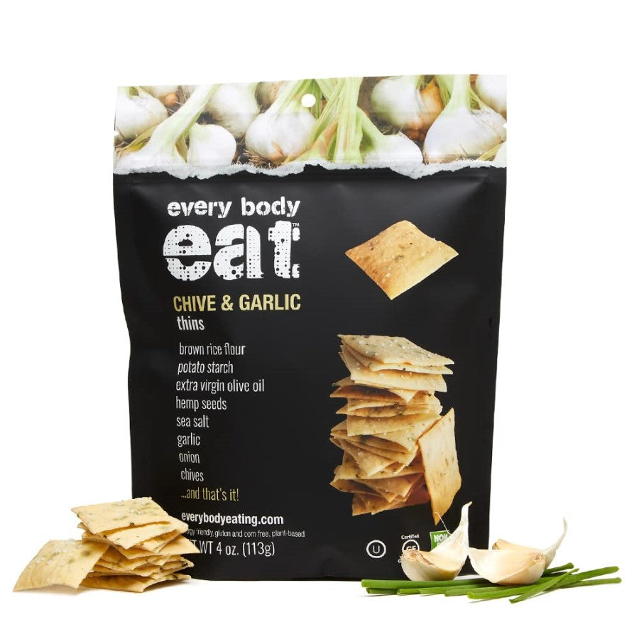 Every Body Eat Chive And Garlic Thins 4oz Crackers