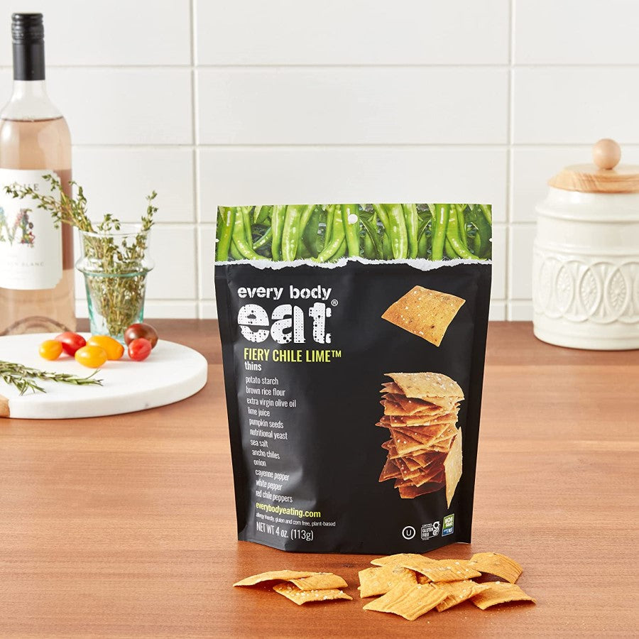 Non-GMO Gluten Free Thin Crackers To Pair With Wine Healthy Snacking Fiery Chile Lime Thins Every Body Eat