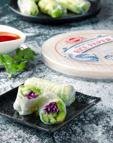 Dynasty Fresh Rolls Made With Rice Paper Sheets Salad Roll Ingredients Purple Cabbage And Avocado Vegetarian Recipe