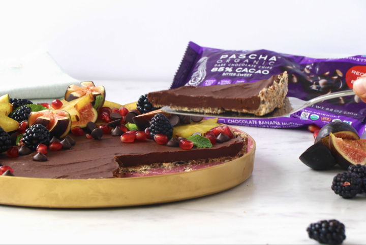 Ganache Fruit Tart Made With 85% Cacao Keto Friendly Vegan Dark Chocolate Chips From Pascha