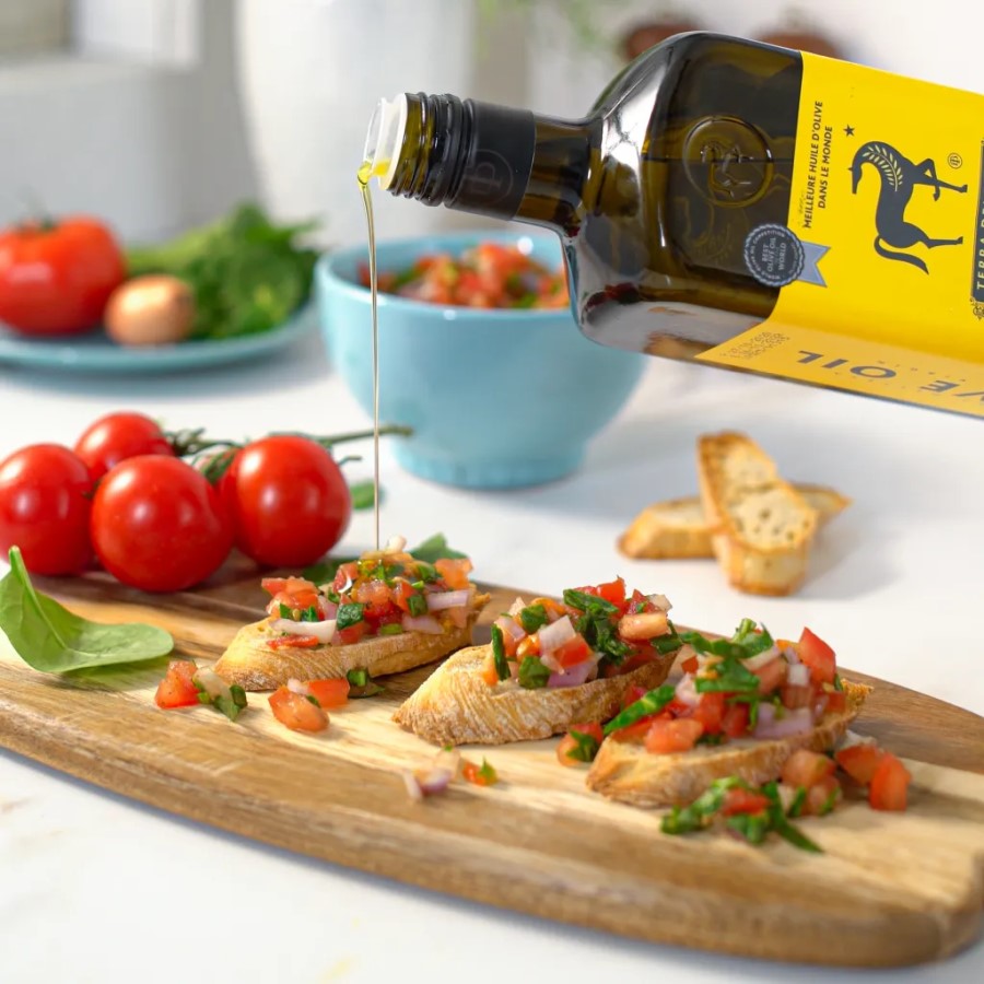 Garlic Parmesan Bruschetta Topped With Award Winning Olive Oil From Terra Delyssa