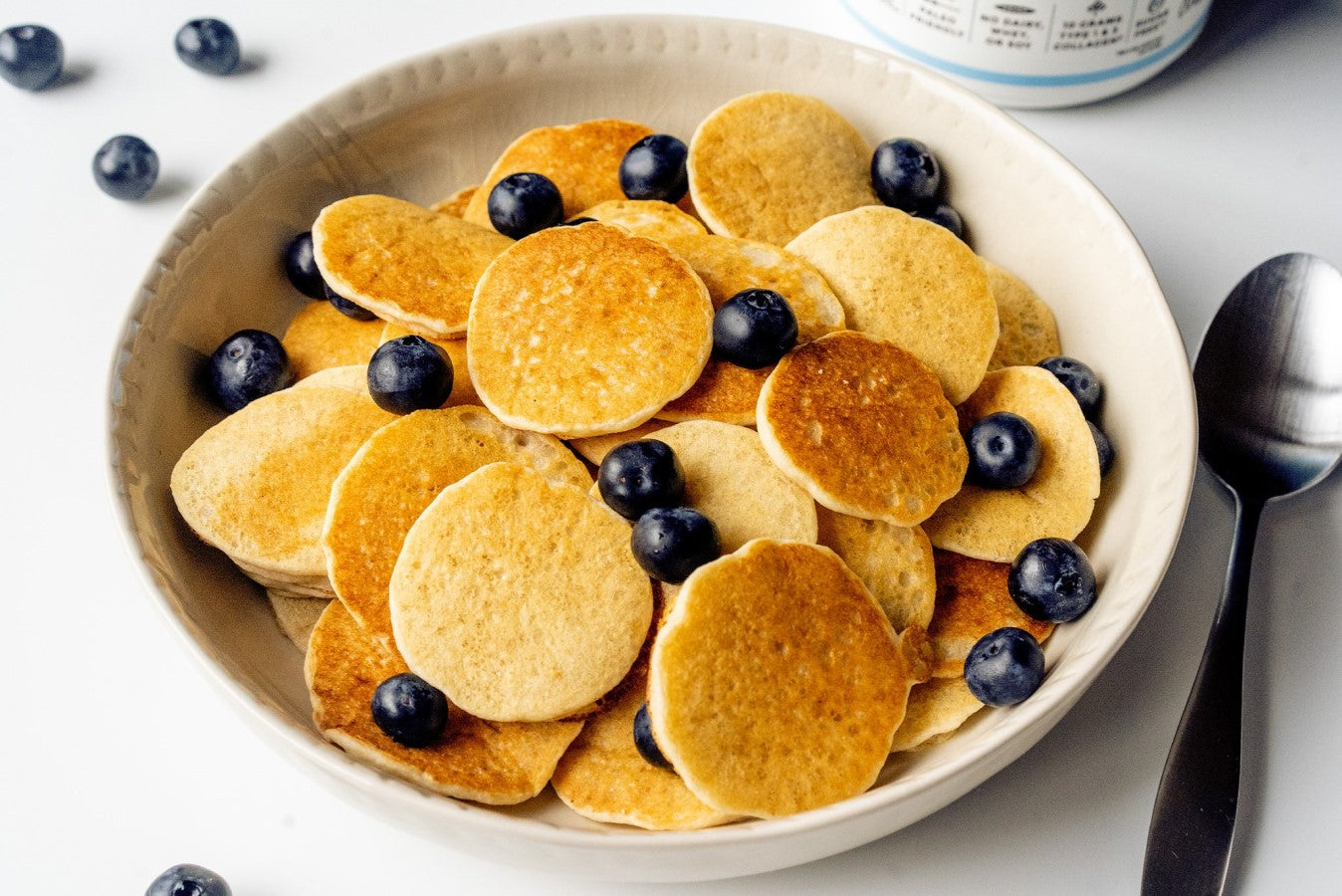 Gluten Free Mini Pancake Cereal With Blueberries Recipe Primal Kitchen
