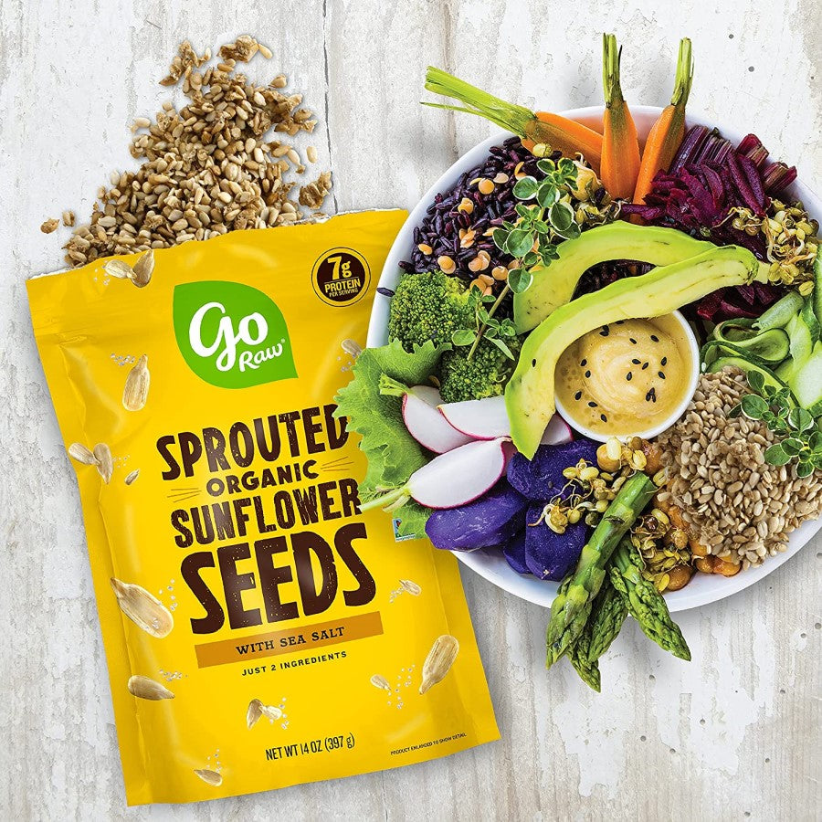Sprouted Organic Go Raw Sunflower Seeds With Sea Salt Topping Colorful Salad
