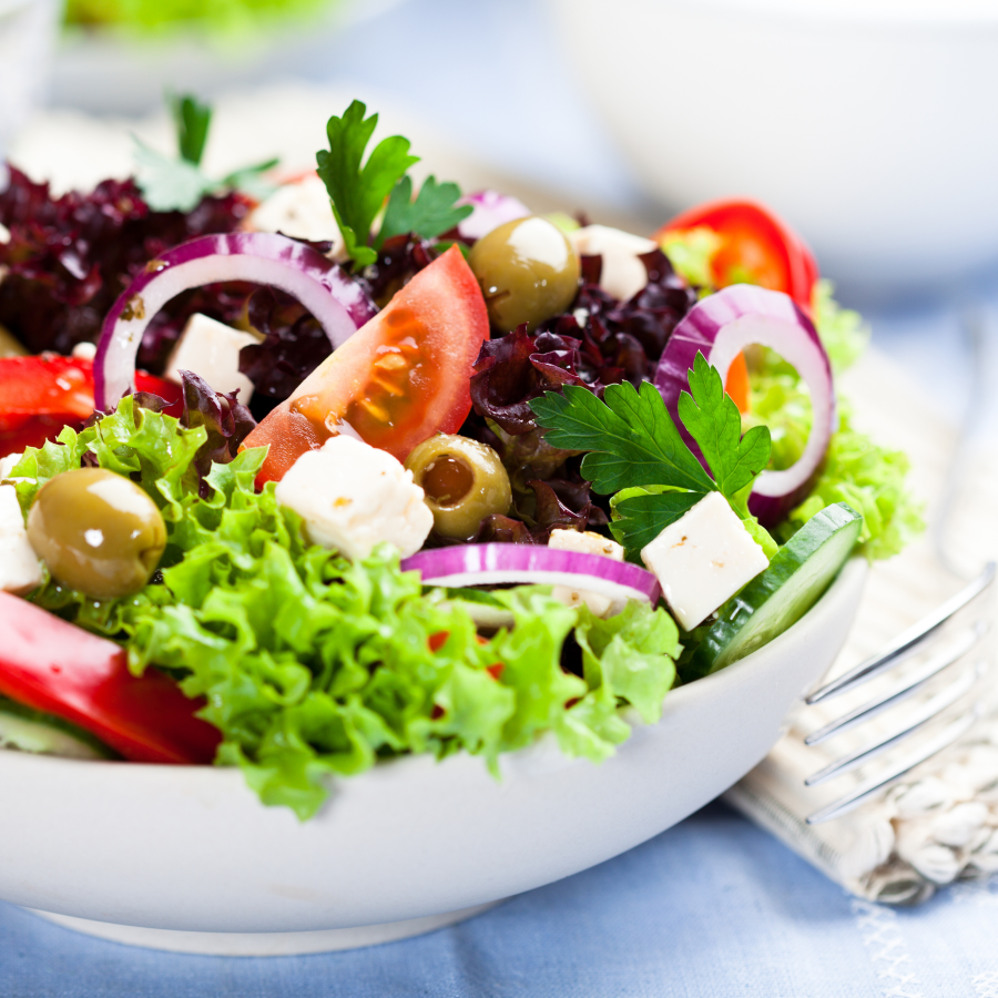 Delicious Fresh Greek Salad To Enjoy Primal Kitchen Greek Dressing From Terra Powders Clean Food Market