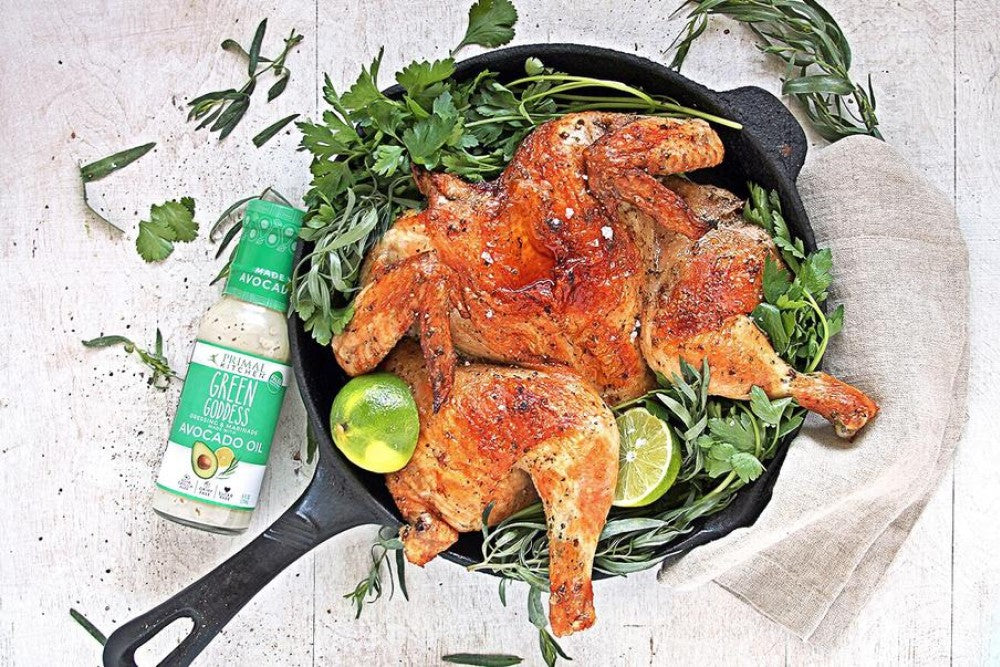 Green Goddess Roasted Chicken In Cast Iron Skillet Primal Kitchen Marinade Dressing Recipe