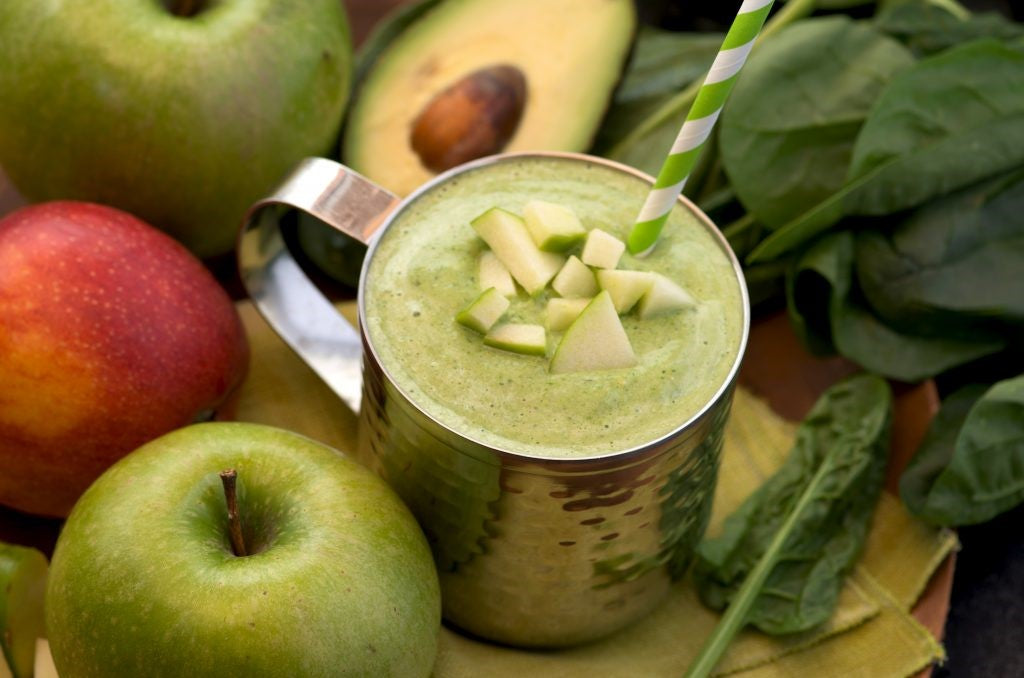 Green Machine Smoothie Recipe With Bob's Red Mill Protein Powder Avocado Spinach Apples