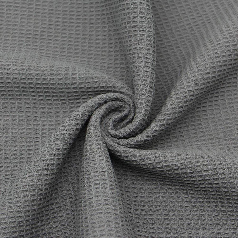 100% Cotton Fabric Waffle Knit Charcoal Gray Towel Up Close