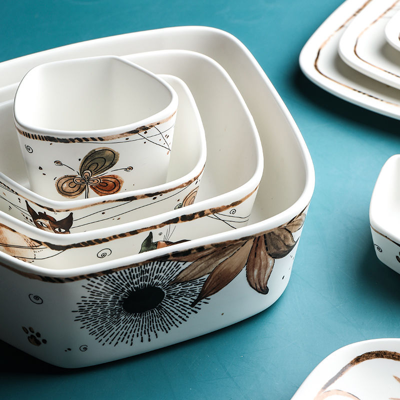 Classy Cats Bowls With French Felines Flowers And Fall Tone Autumn Colors