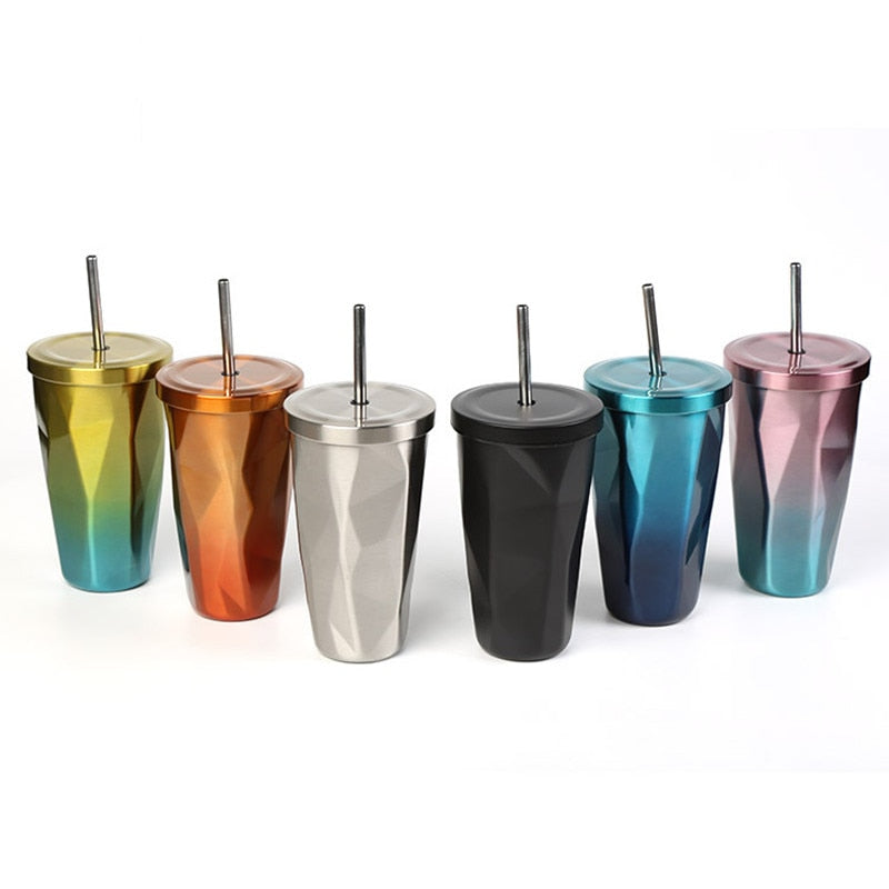 Terra Powders Tumbler Cups With Straws Prism Like Design In Many Stylish Colors