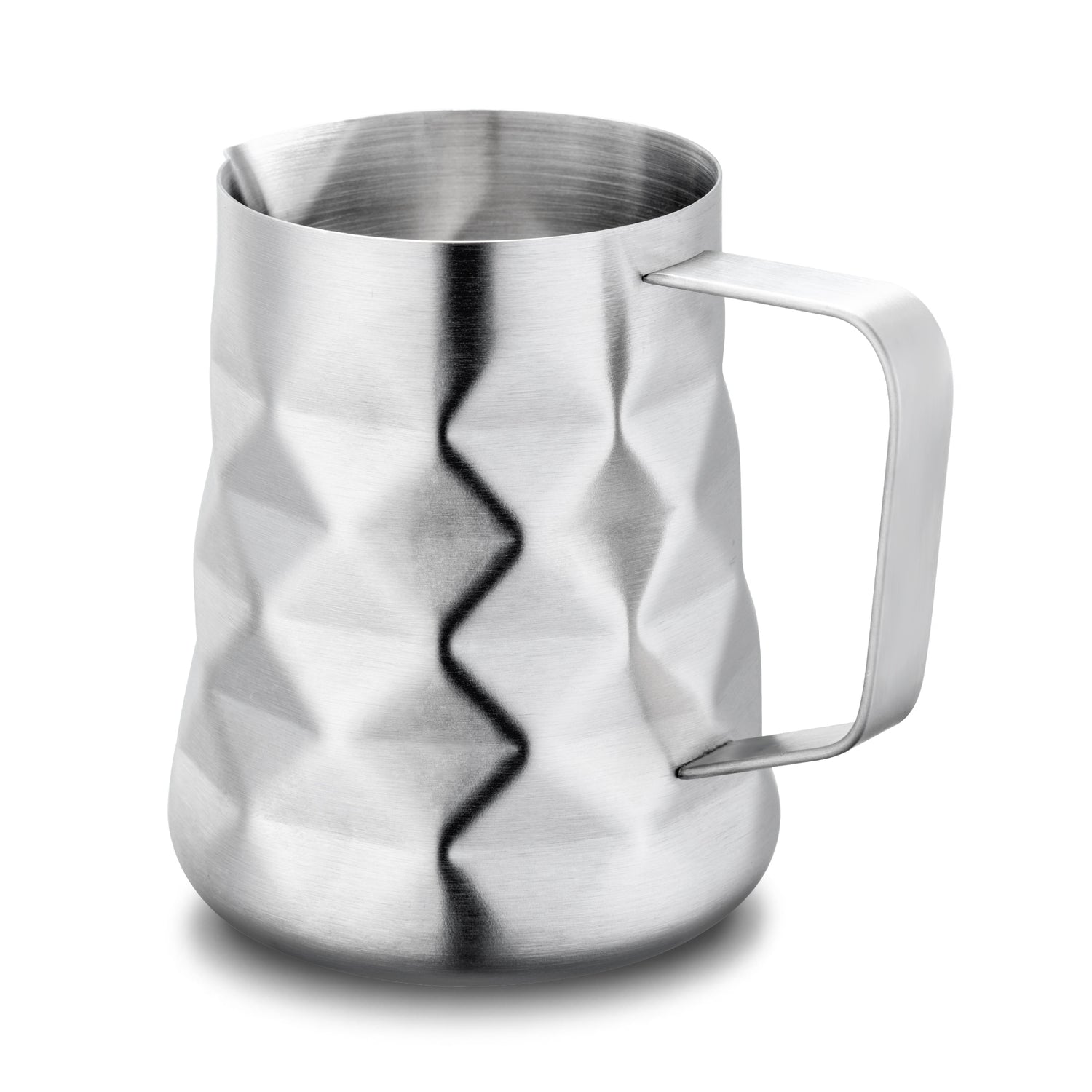 Stylish Coffee Frothing Pitcher In Diamond Pattern Prism Design 20 Ounce
