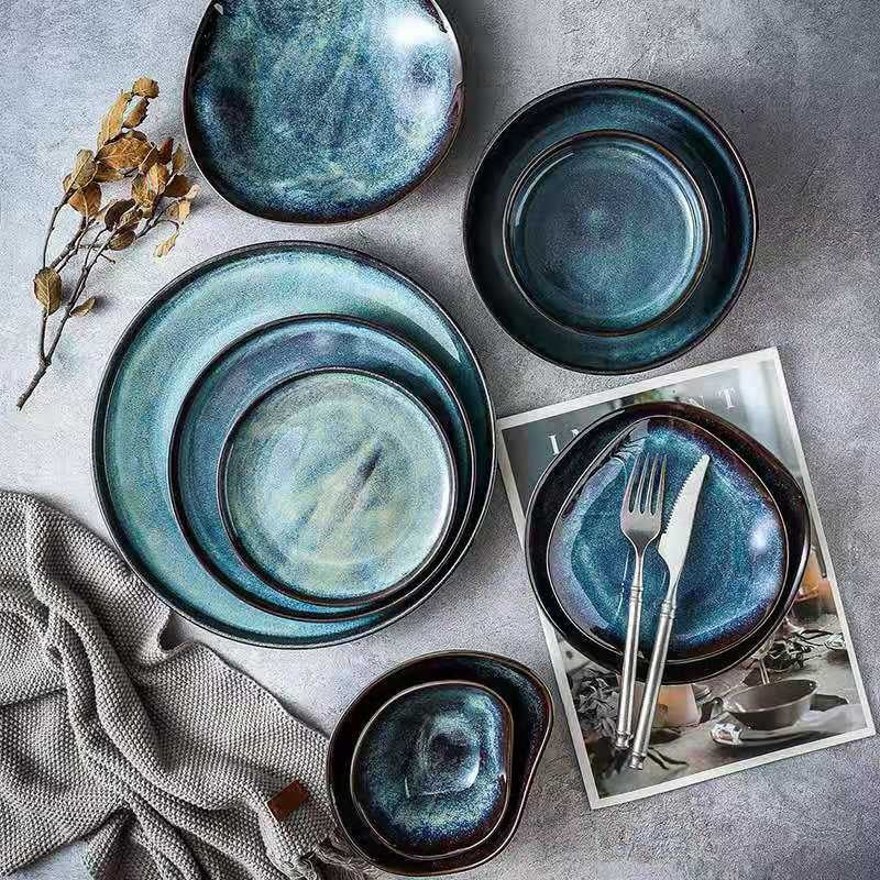 Gorgeous Dishes In Aqua Turquoise Blue Navy Blue Tones Like The Sky And Sea Stellar Ocean Tableware