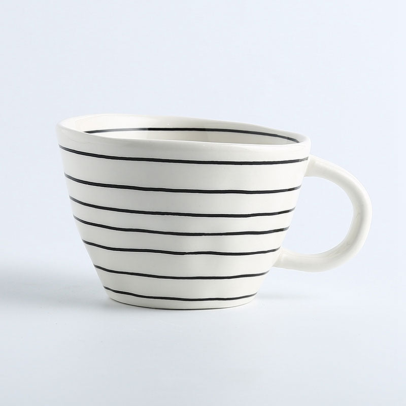 Blackband Artistic Style Irregular Shaped Ceramic Mug