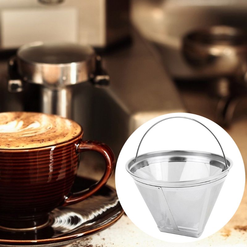Terra Powders Stainless Steel Metal Coffee Filter No Plastic Is Reusable And Better For The Environment No. 4 Cone Shape