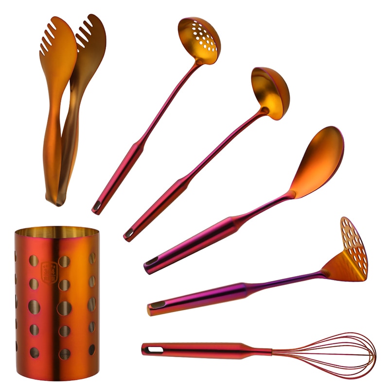 7 Piece Stainless Steel Kitchen Tool Set Sunset Color