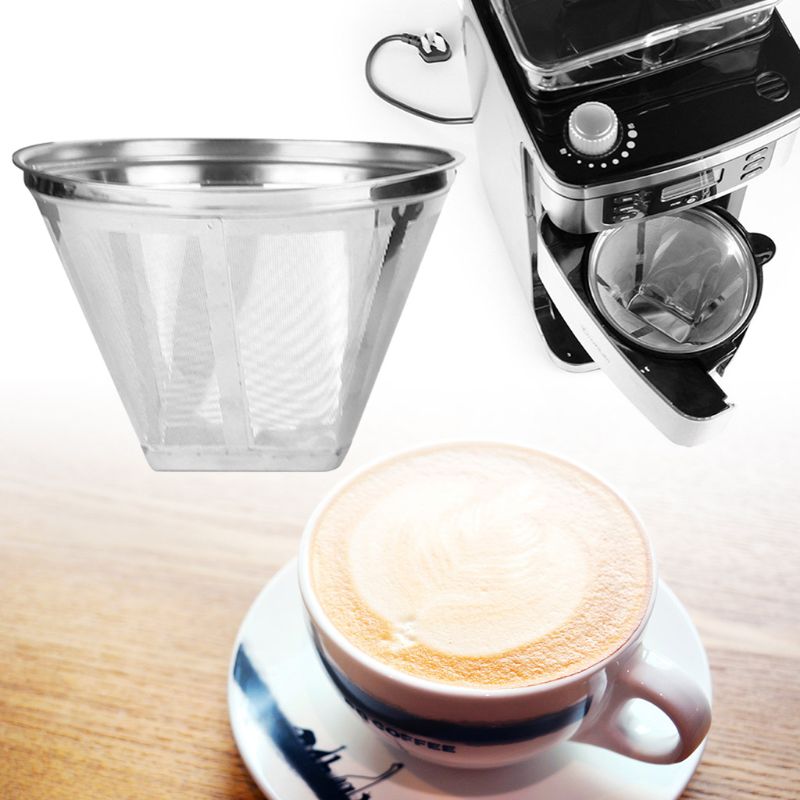 Brewing Coffee At Home With Reusable Coffee Filter No. 4 Size Cone Shape Stainless Steel No Plastic