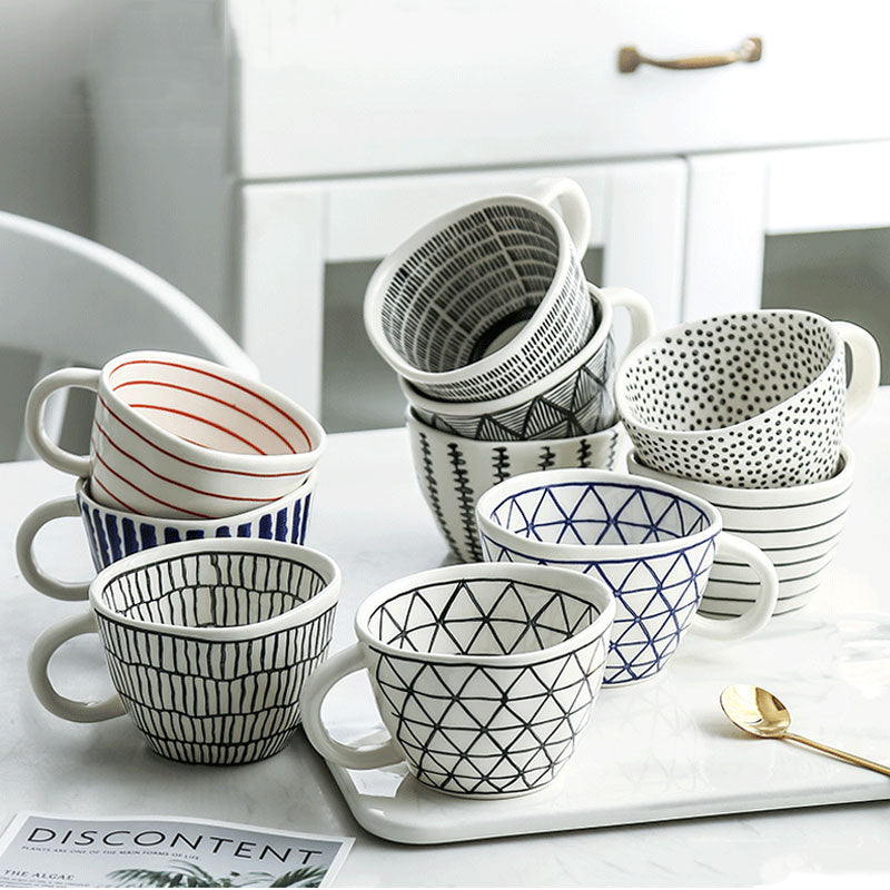 Artistic Style Patterned Irregular Shaped Ceramic Mugs – Terra Powders