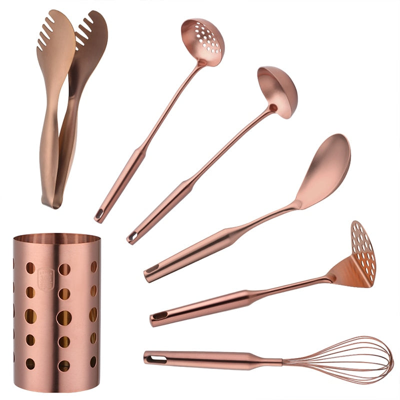 7 Piece Stainless Steel Kitchen Tool Set Rose Gold Color
