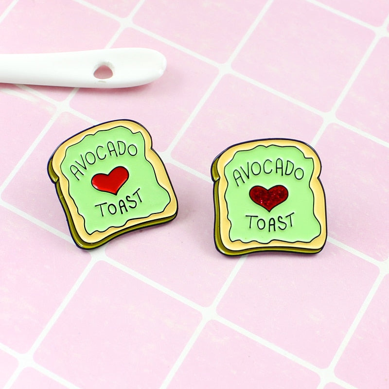 Super Cute Gift Idea Avocado Toast Love Fashion Pins
