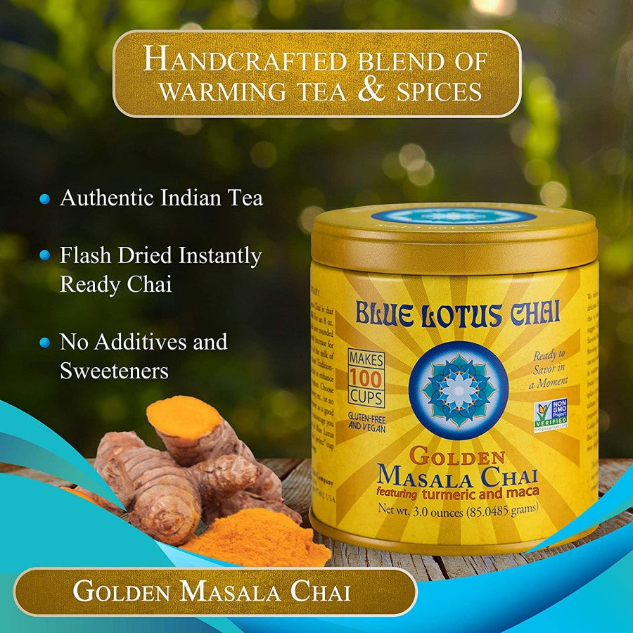 Authentic Indian Tea Handcrafted Blend Of Warming Tea And Spices Blue Lotus Golden Masala Chai No Additives
