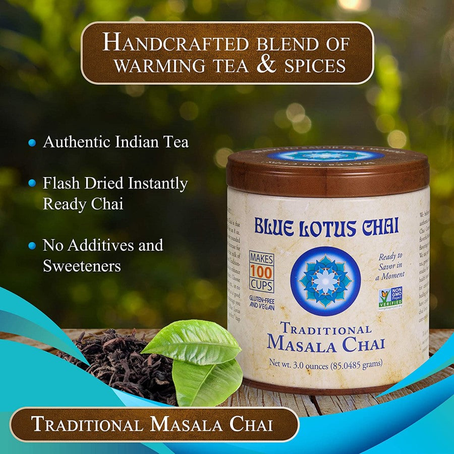 Authentic Indian Tea Handcrafted Blend Of Warming Tea And Spices Blue Lotus Traditional Masala Chai No Additives