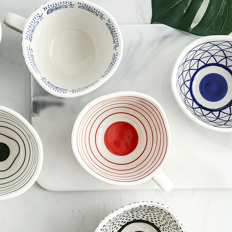 Colorful Artistic Ceramic Mugs With Designs Inside And Out
