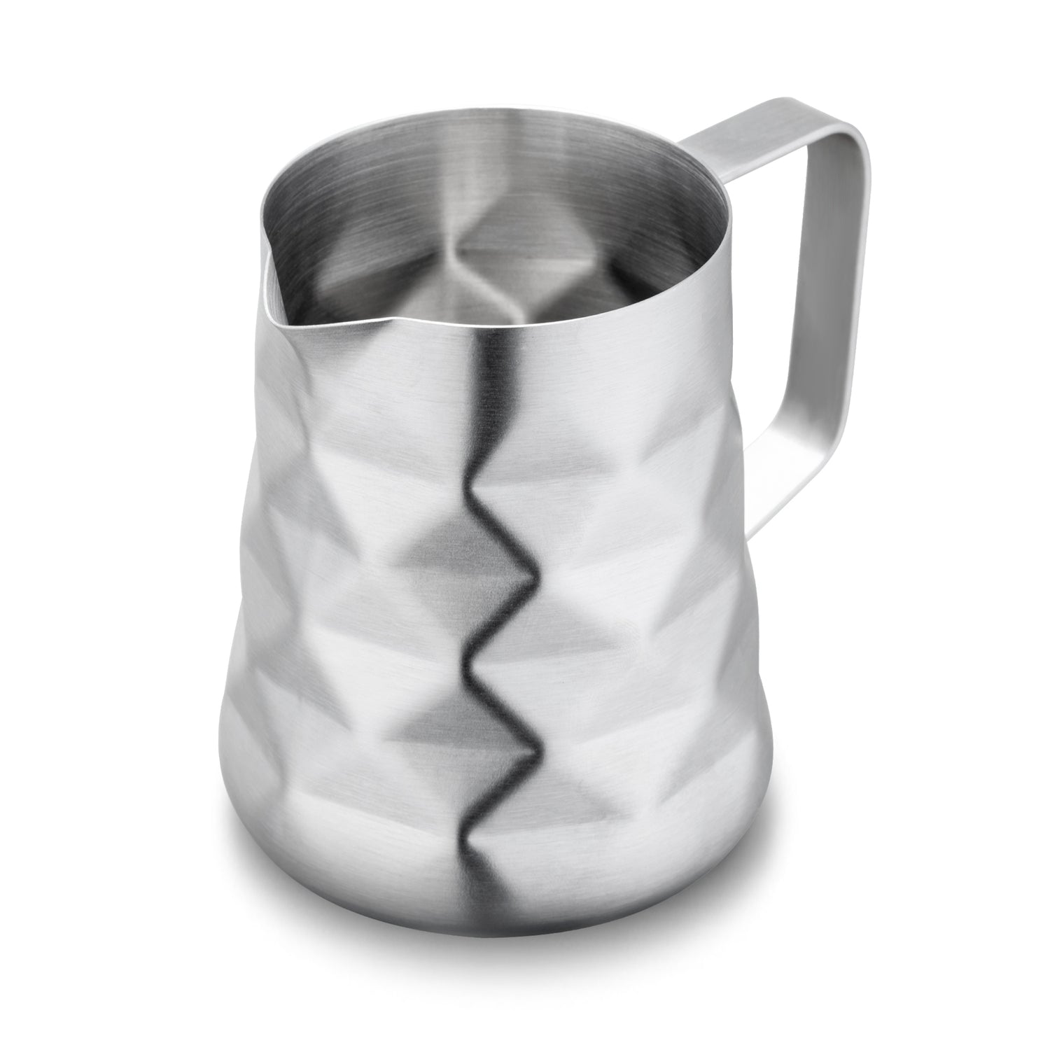 20 Ounce Sleek And Stylish Barista Frothing Pitcher For Making Cappuccinos And Coffee Lattes Prismatic Pattern Stainless Steel