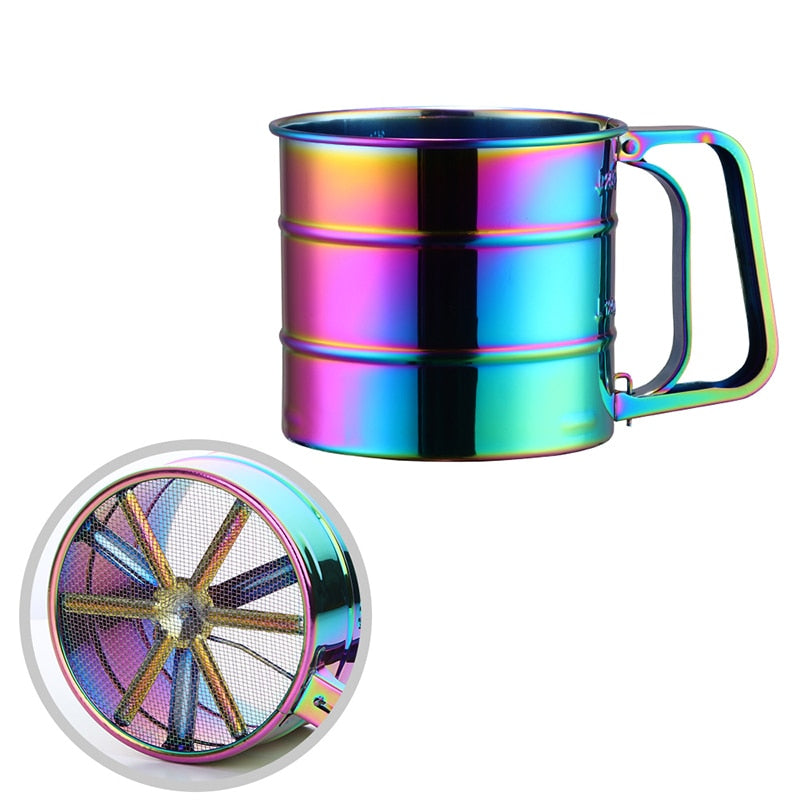 Iridescent Stainless Steel Flour Squeeze Sifter