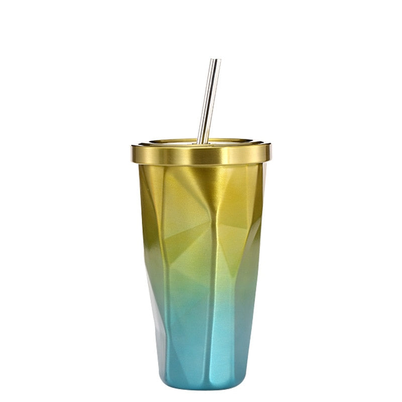 Poolside Gradient Color Stainless Steel Prismatic Tumbler With Straw