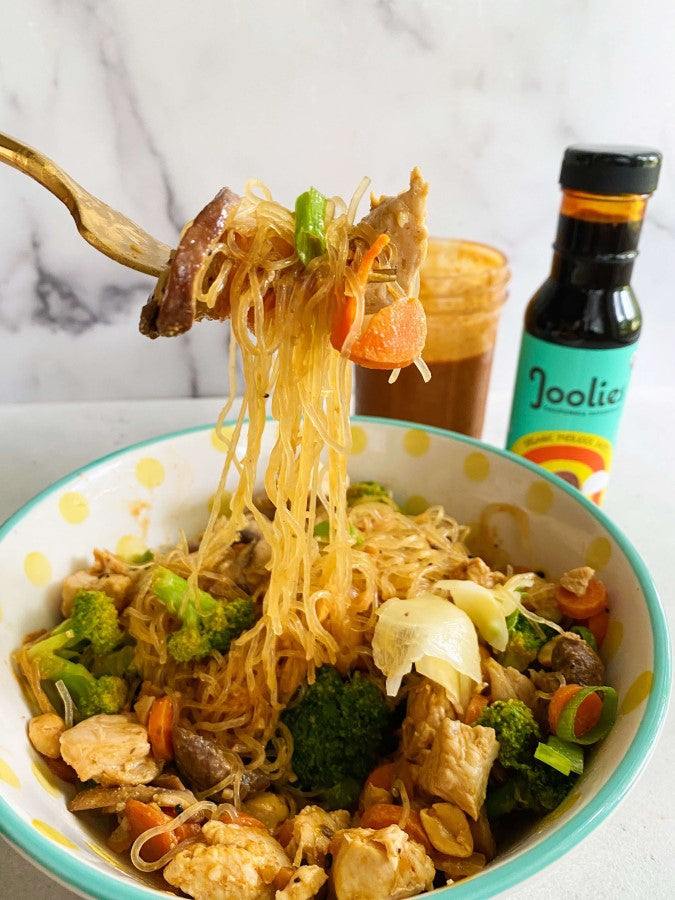 Healthy Chicken Pad Thai Recipe Using Joolies Original Medjool Date Syrup