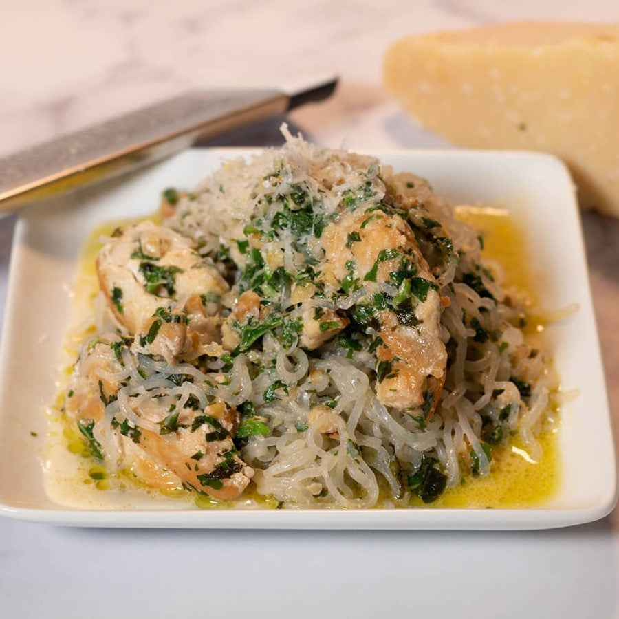 Healthy Chicken Pesto With Nine Calories Made With Gluten Free Angel Hair It's Skinny Noodles