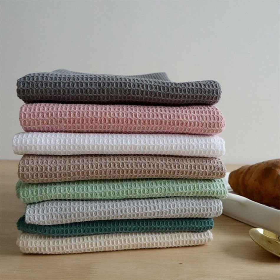 Powder Linen & Cotton Honeycomb Waffle Towel