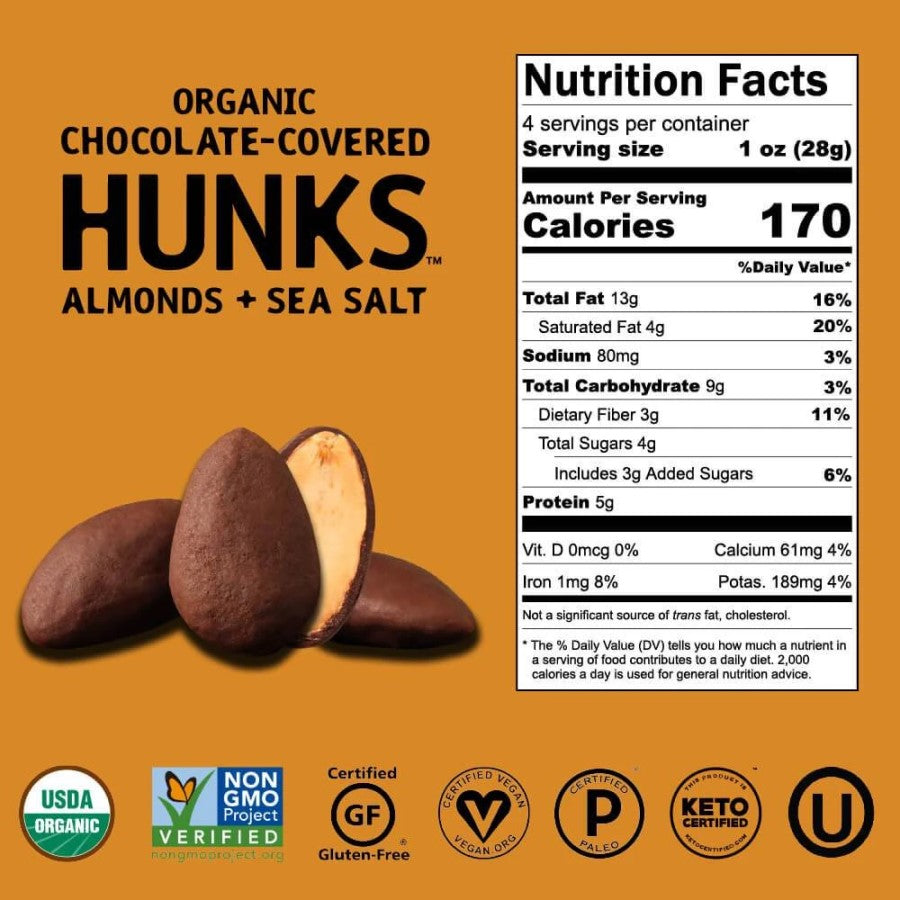 Hu Organic Chocolate Covered Almonds With Sea Salt Nutrition Facts