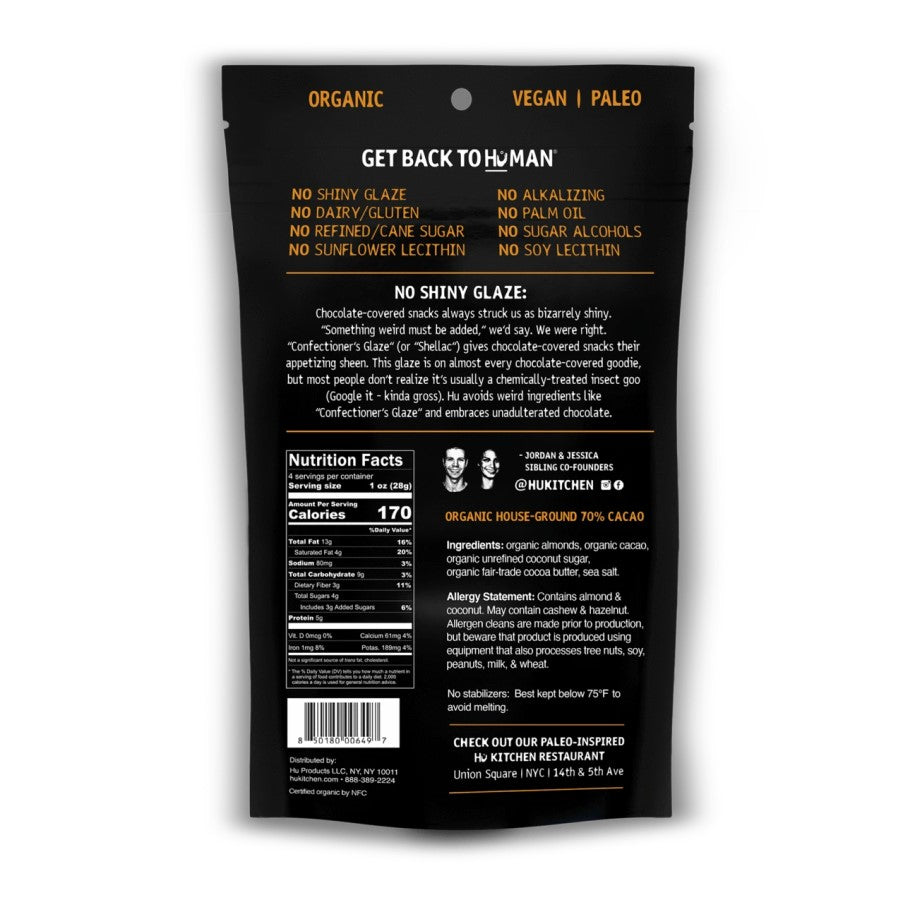 Back Of Hu Bag Get Back To Human Nutrition Facts Almonds With Sea Salt No Shiny Glaze