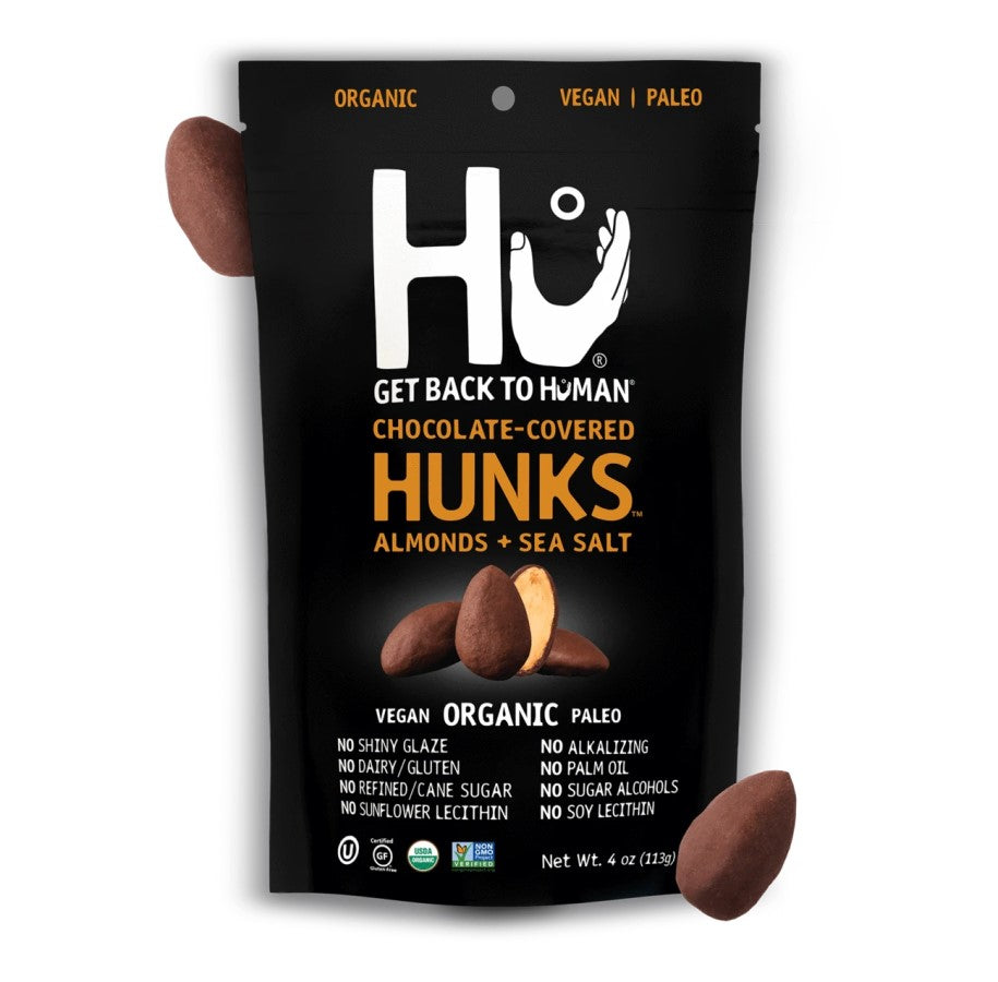 Hu Chocolate Covered Sea Salt Almond Hunks Four Ounce Bag