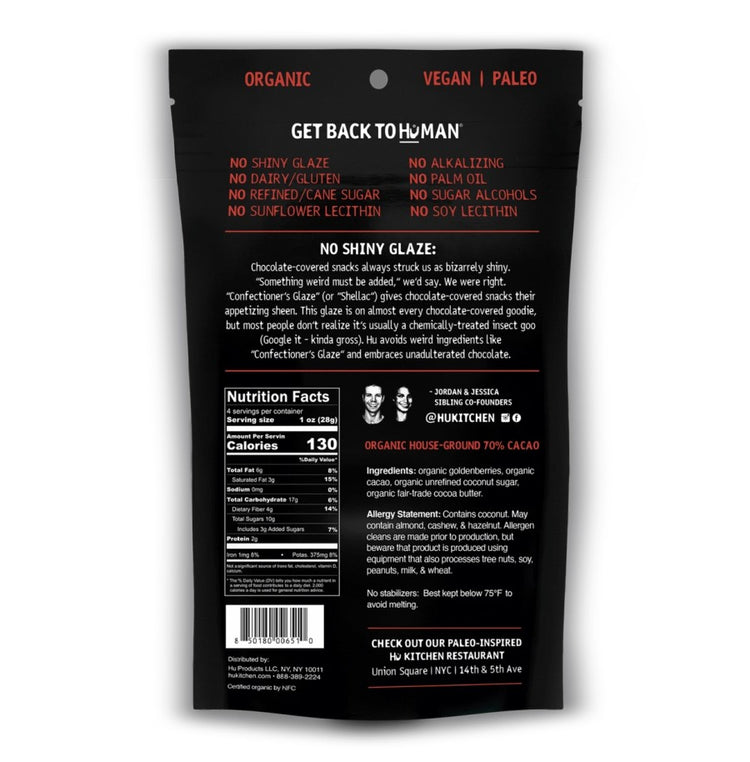 Hu Chocolate Covered Hunks Sour Goldenberries 4oz Terra Powders