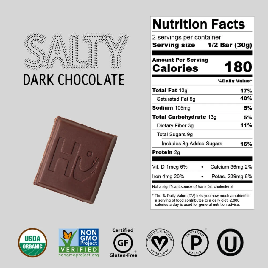 Hu Salty Dark Chocolate Nutrition Facts Organic Non-GMO