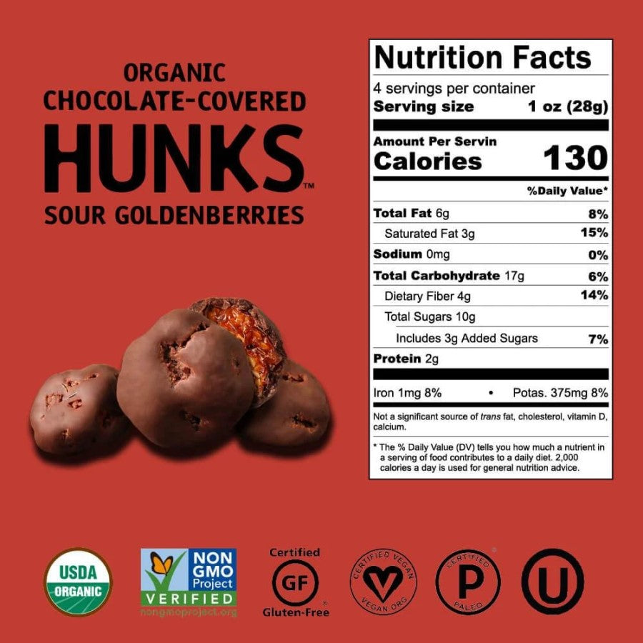Hu Organic Chocolate Covered Sour Goldenberries Nutrition Facts