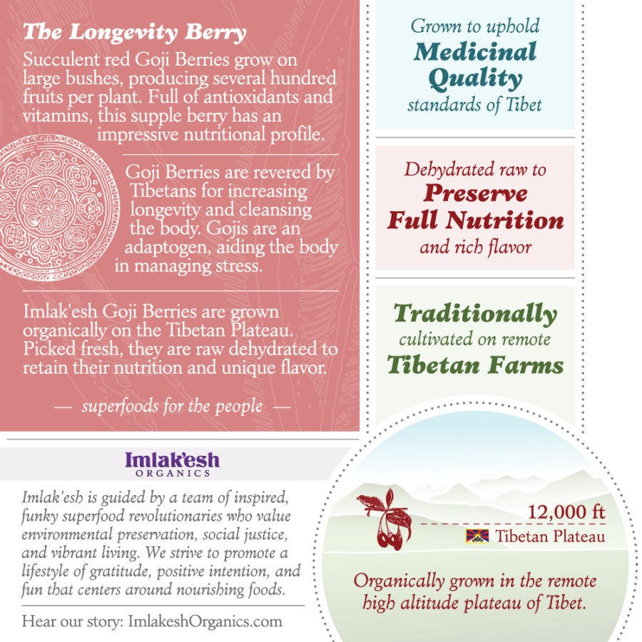 Imlak'esh Organics Goji Berries Dehydrated Raw To Preserve Full Nutrition And Rich Flavor